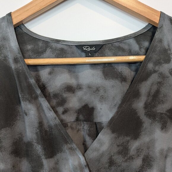 Rails Blouse Women's Large Slate Hillary Crossover Snap Tie-Dye Long Sleeve Top - Picture 9 of 16